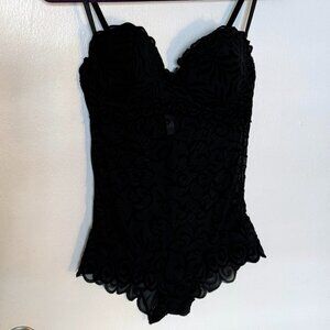 Black Teddy with Intricate Design
